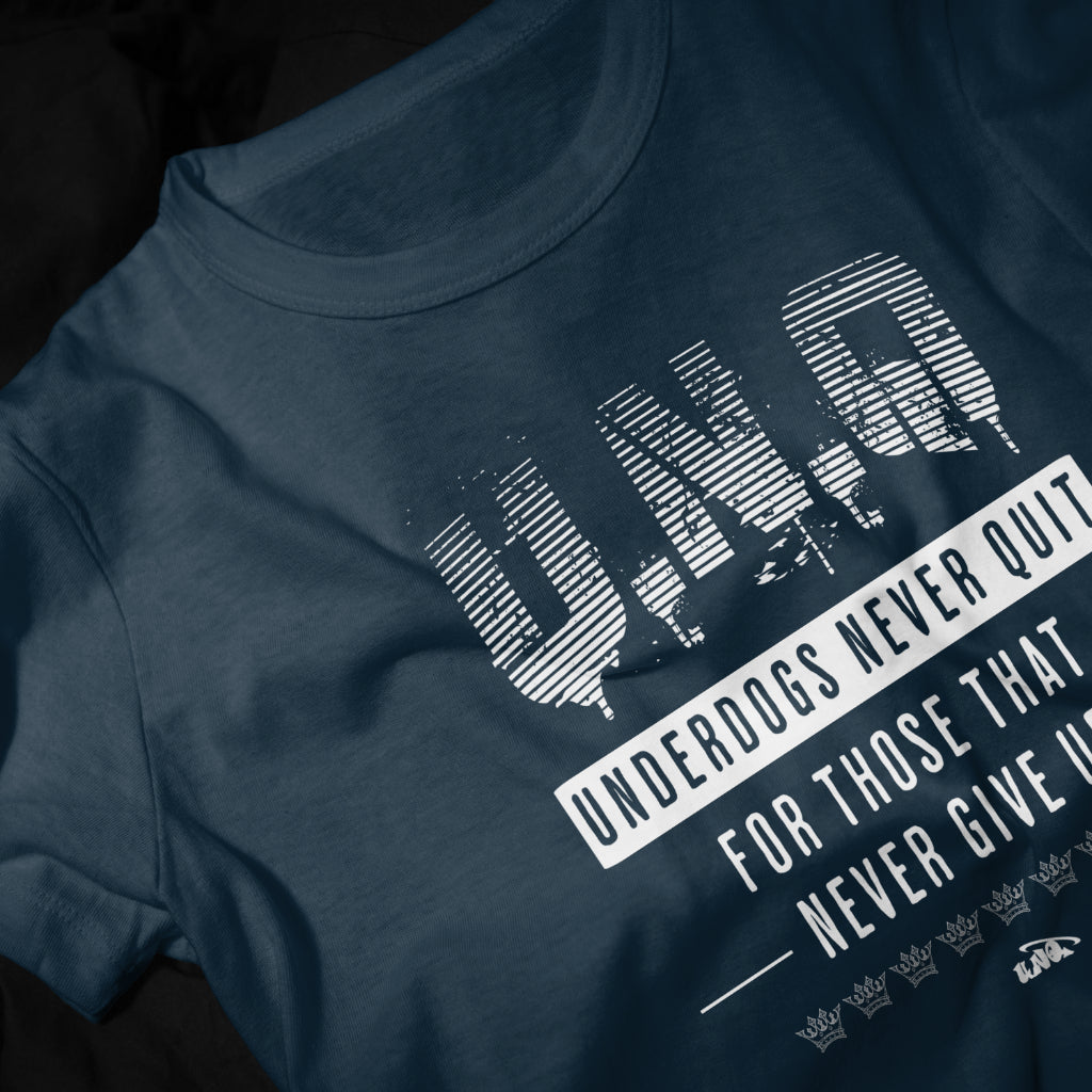 Underdogs Never Quit: Graphic T-Shirt (Navy Blue)