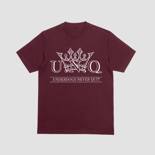 Underdogs Never Quit: Original Chest Logo T-Shirt (Maroon/Burgundy)