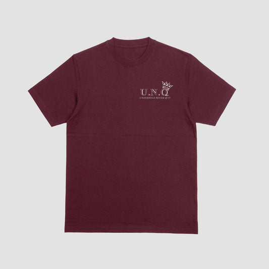 Underdogs Never Quit: Small Pocket Graphic T-Shirt (Maroon/Burgundy)