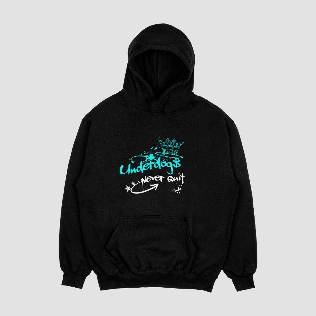 Underdogs Never Quit: Black Graffiti Urban Hoodie