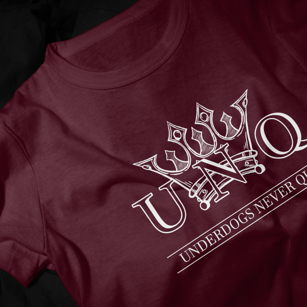 Underdogs Never Quit: Original Chest Logo T-Shirt (Maroon/Burgundy)