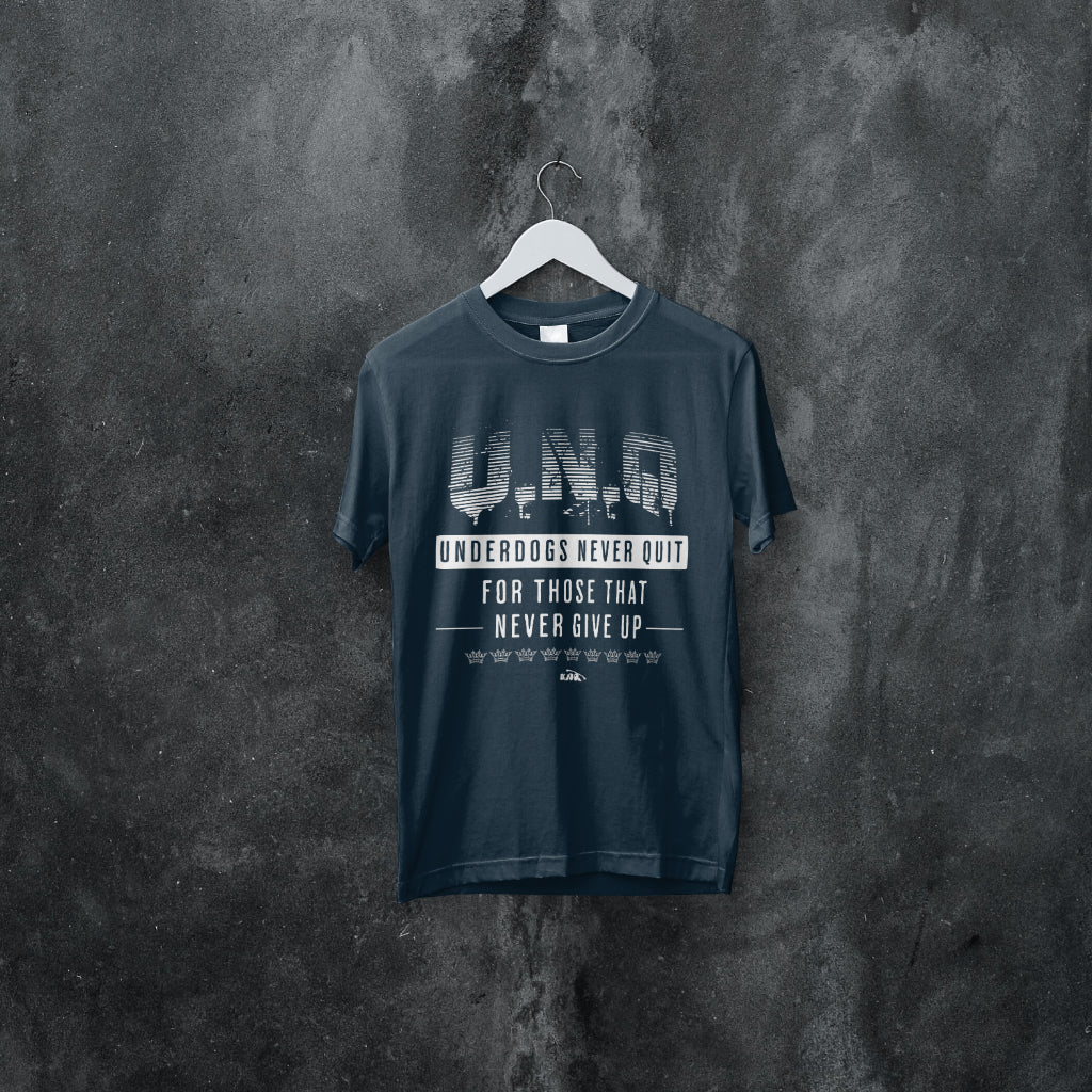 Underdogs Never Quit: Graphic T-Shirt (Navy Blue)