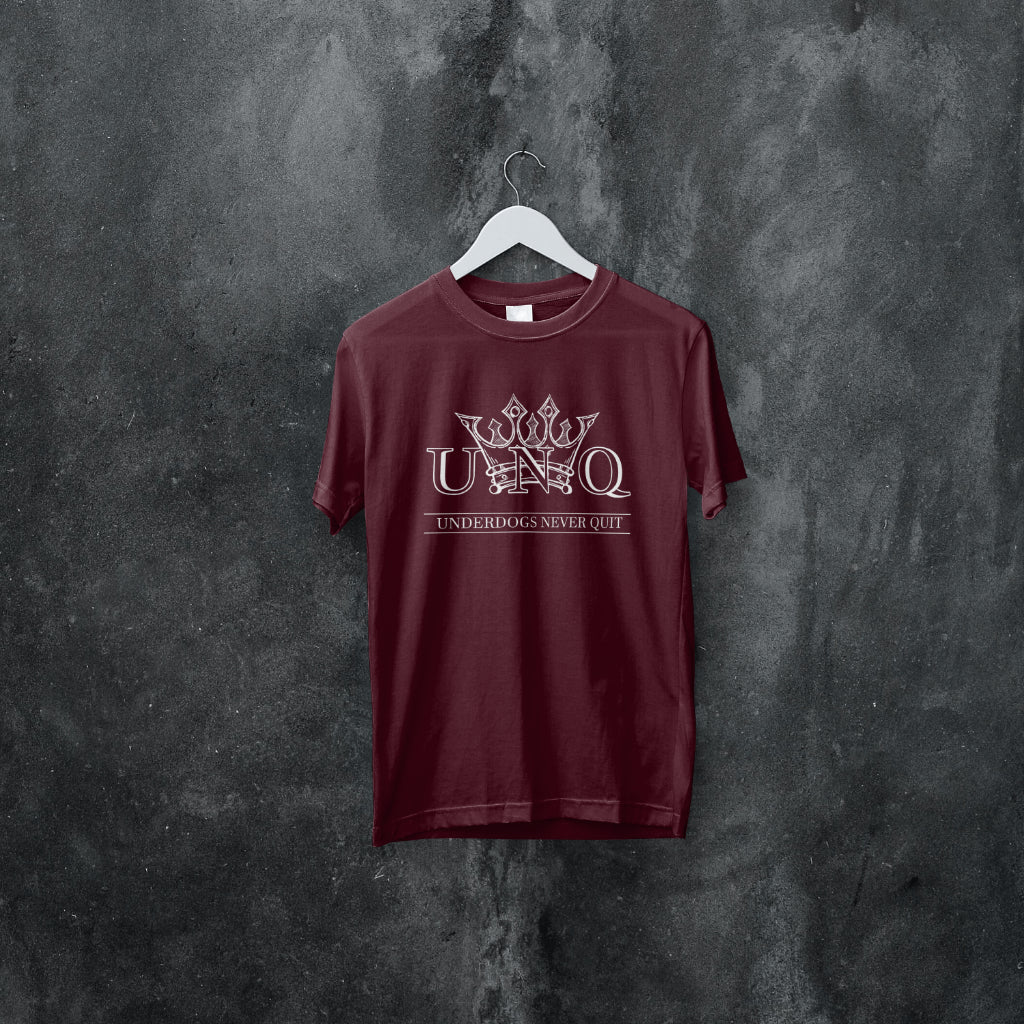 Underdogs Never Quit: Original Chest Logo T-Shirt (Maroon/Burgundy)