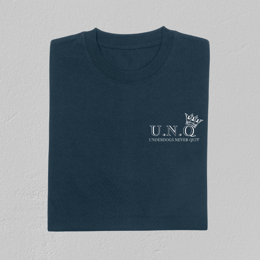 Underdogs Never Quit: Small Pocket Graphic T-Shirt (Navy Blue)