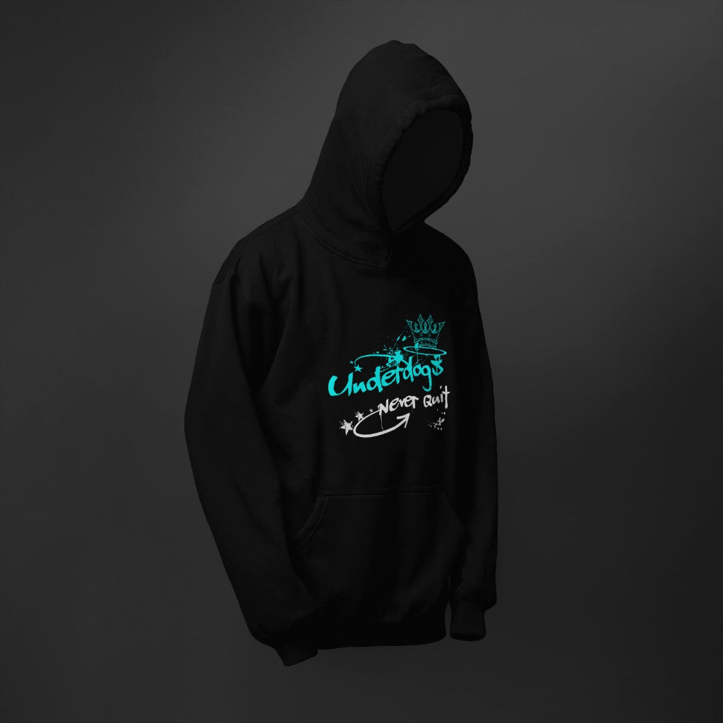 Underdogs Never Quit: Black Graffiti Urban Hoodie