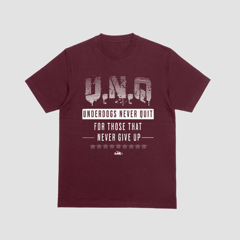 Underdogs Never Quit: Graphic T-Shirt (Maroon/Burgundy)