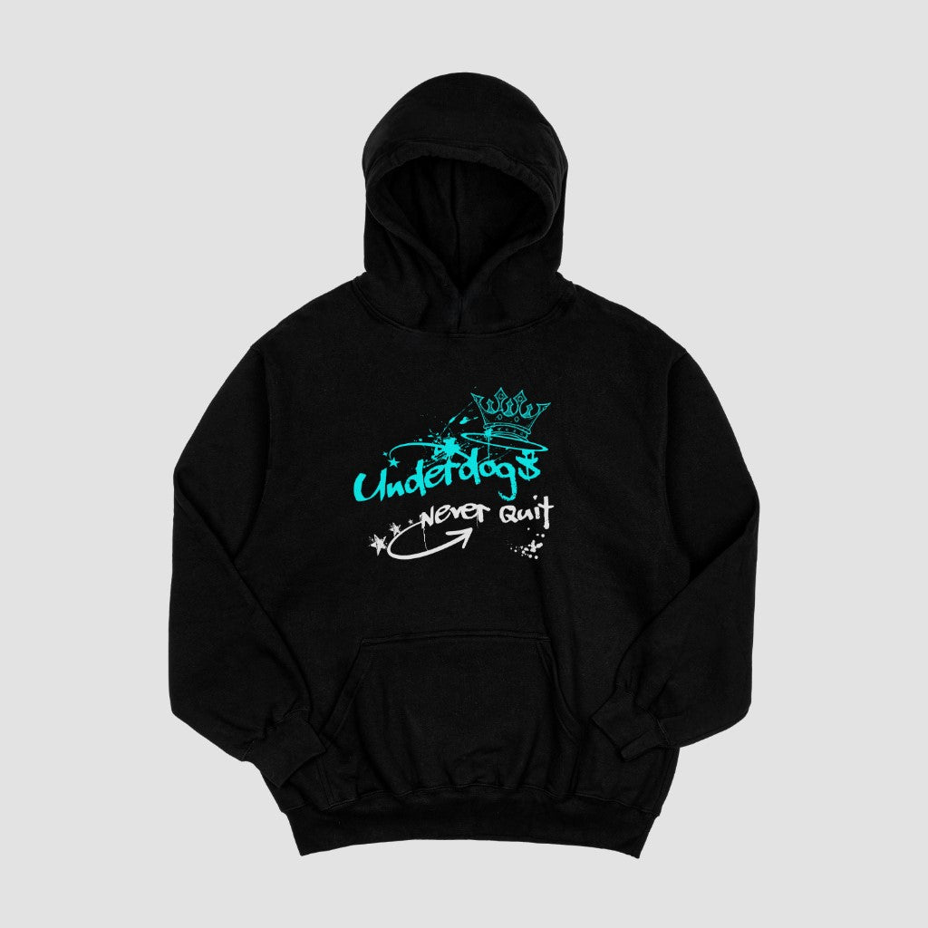 Underdogs Never Quit: Black Graffiti Urban Hoodie