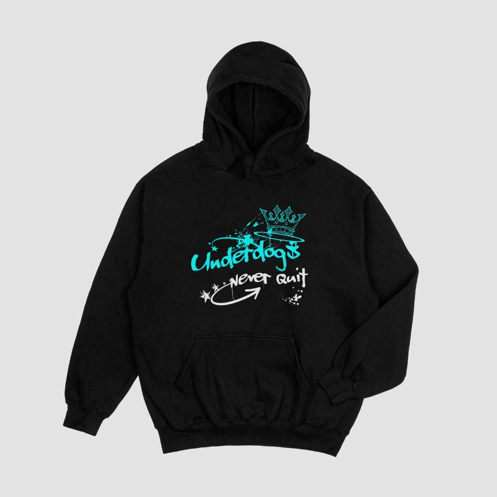 Underdogs Never Quit: Black Graffiti Urban Hoodie