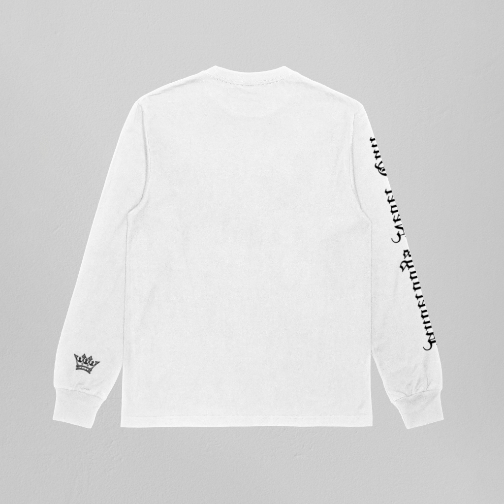 Underdogs Never Quit: Old English Long Sleeve T-Shirt  (White)